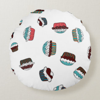 Coussins Ronds Muffin. Happy birthday cupcake background in white