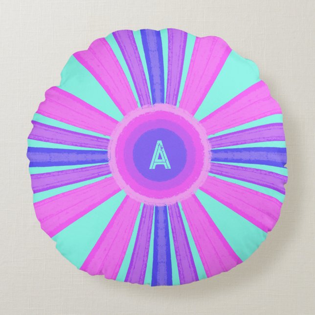 Coussins Ronds Multicolor Striped Monogram  (Devant)