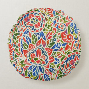 Coussins Ronds Multicolore Paisley Imprimer Motif Batik