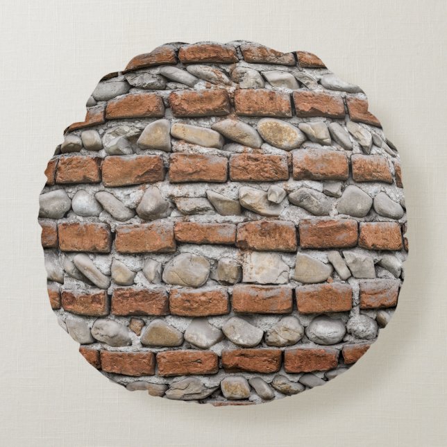 Coussins Ronds mur de briques Brown (Devant)