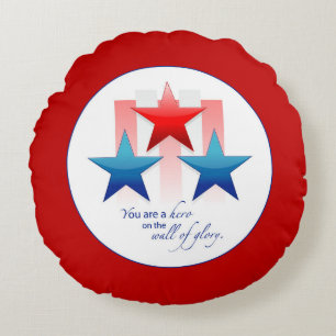 Coussins Ronds Mur de gloire de héros patriotique, armée Merci