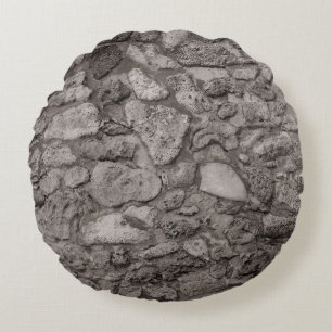 Coussins Ronds Mur de pierre de corail caraïbe rustique 5