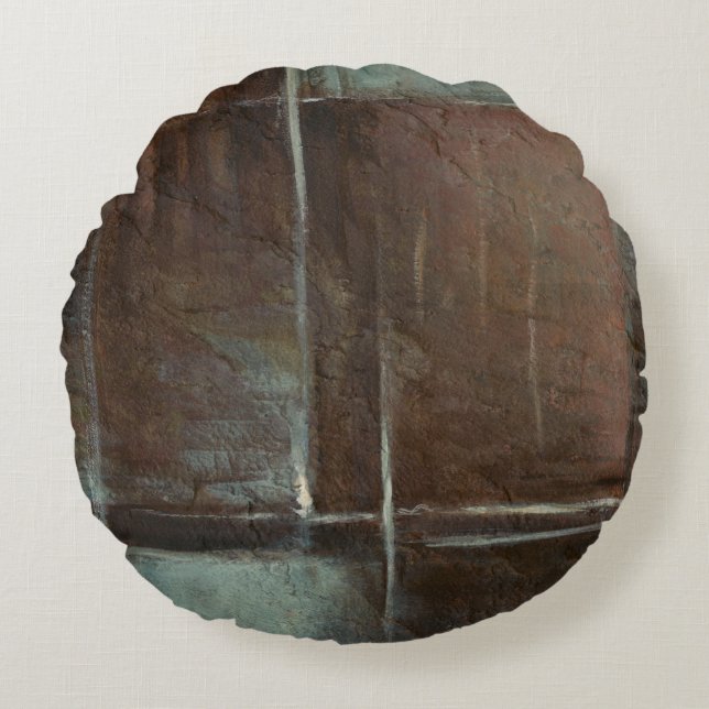 Coussins Ronds Mur en brique rouge et gris (Devant)