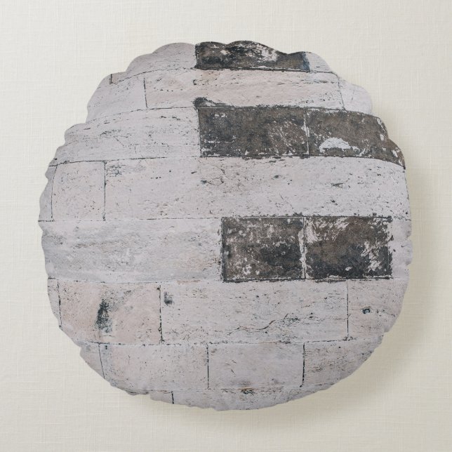 Coussins Ronds Mur en ciment gris (Devant)