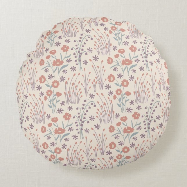 Coussins Ronds Murmures de fleurs sauvages printanières (Devant)