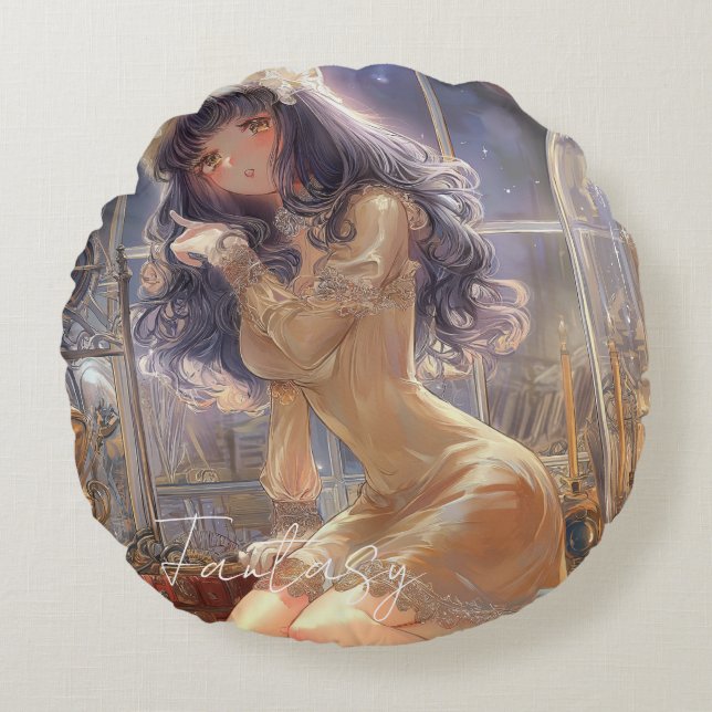 Coussins Ronds Mysterious Fantasy Girl - Gothic Art Aesthetic (Devant)