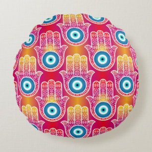Coussins Ronds Mystic hamsa : design harmonieux.