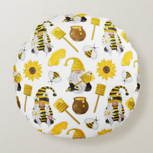 Coussins Ronds Nains Abeilles Bourdon & Motif Tournesols