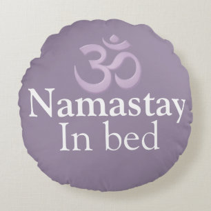 Coussins Ronds Namastay au lit Yoga Lavande violet blanc Drôle