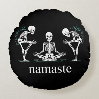 Coussins Ronds Namaste Skeletons - Drôle Halloween Yoga