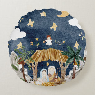 Coussins Ronds Nativité chrétienne de Noël
