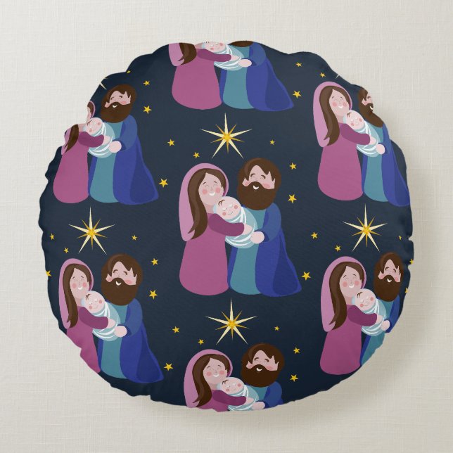 Coussins Ronds Nativité Noël (Devant)