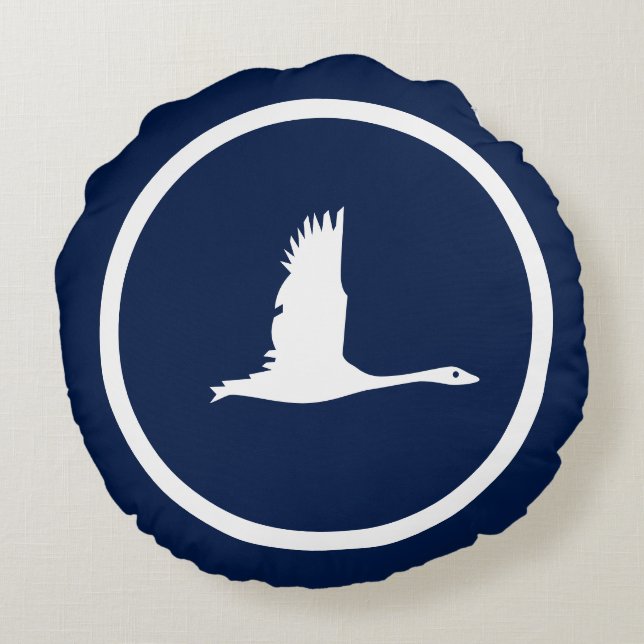 Coussins Ronds Nautique de vol d'oiseau bleu de la Marine (Dos)