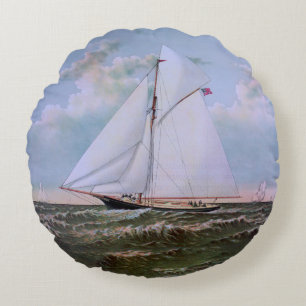 Coussins Ronds Navire de voile antique sloop yacht voilier océan