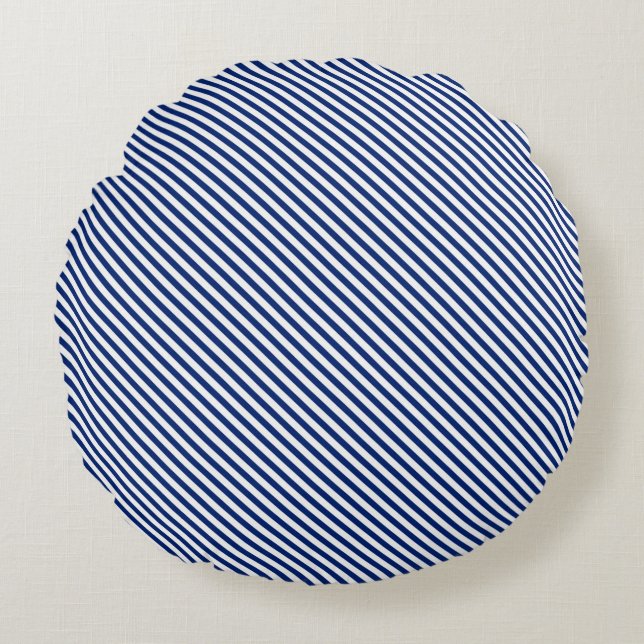 Coussins Ronds Navy and White Angled Stripes (Devant)