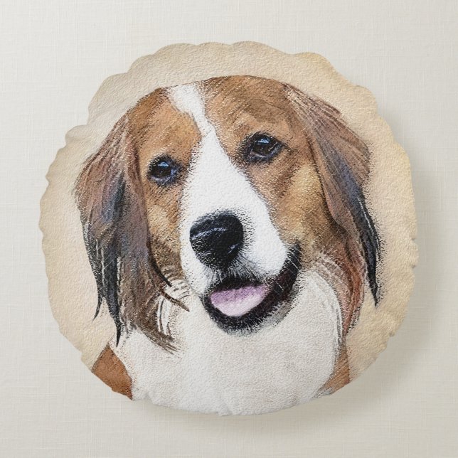 Coussins Ronds Nederlandse Kooikerhondje Peinture - L'art du chie (Devant)