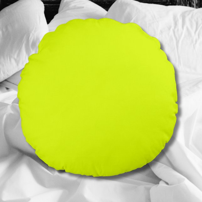 Coussins Ronds Neon Chartreuse couleur solide | Classique (Créateur téléchargé)