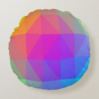 Coussins Ronds Neon Rainbow Triangle Abstrait