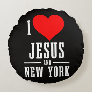 Coussins Ronds New York City J'aime Jésus Et NY NYC Chrétien