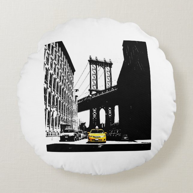 Coussins Ronds New York City Nyc Taxi jaune Brooklyn Bridge (Devant)