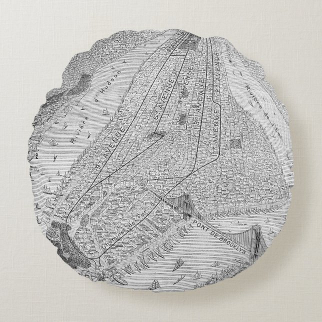 Coussins Ronds New York : Train d'EL, C1878 (Devant)