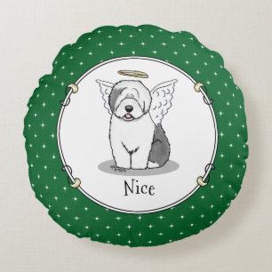 Coussins Ronds Nice Angel Old English Sheepdog (Gris 1) - mignon