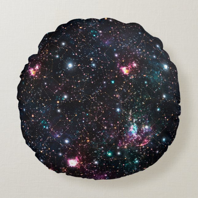 Coussins Ronds Night Galaxy Space PrintSeamless Pattern in Repeat (Devant)