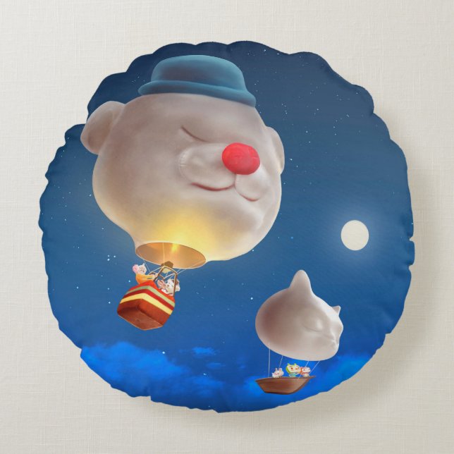 Coussins Ronds Night Sky Balloon Adventure (Devant)