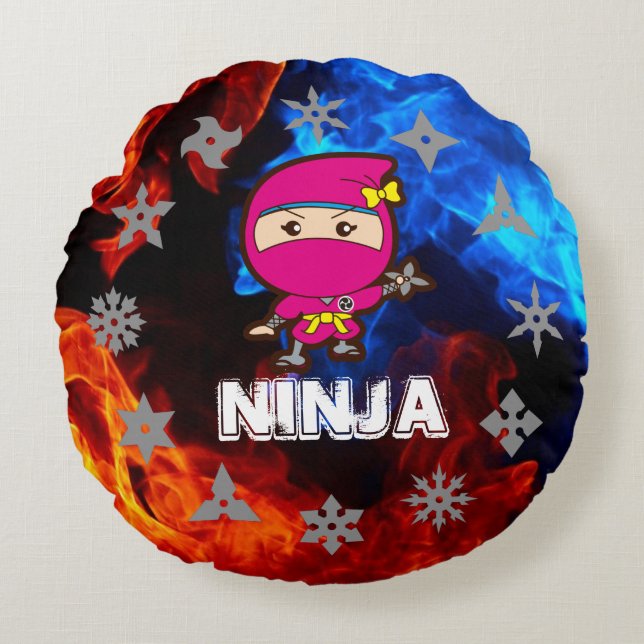 Coussins Ronds Ninja Girl (Devant)