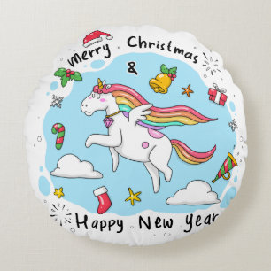 Coussins Ronds Noël à la licorne