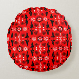 Coussins Ronds Noël Art Nouveau Rouge Et Noir