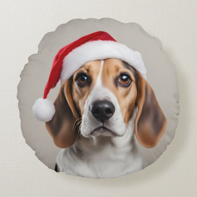 Coussins Ronds Noël beagle (Devant)