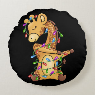Coussins Ronds Noël cadeau de Noël Dabbing Giraffe