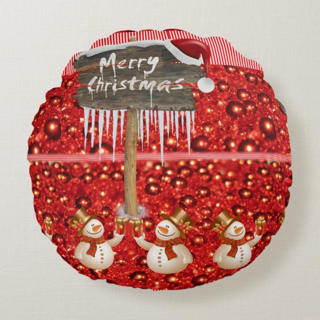 Coussins Ronds Noël Coussin, Joyeux Noël (Devant)