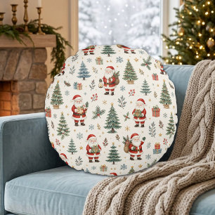 Coussins Ronds Noël Cozy Santa et Arbres Botaniques