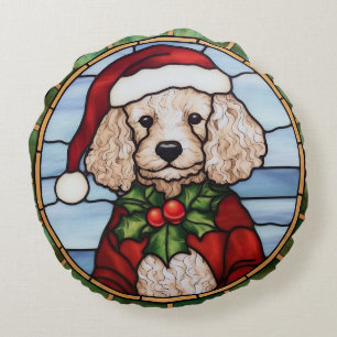 Coussins Ronds Noël de caniche en verre