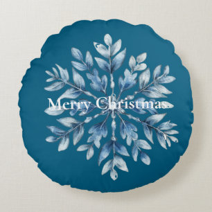Coussins Ronds Noël de Flèche de neige Blue Winter