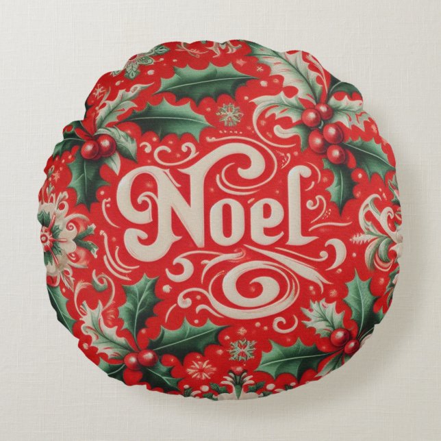 Coussins Ronds Noel de Noël Rouge et Vert (Devant)