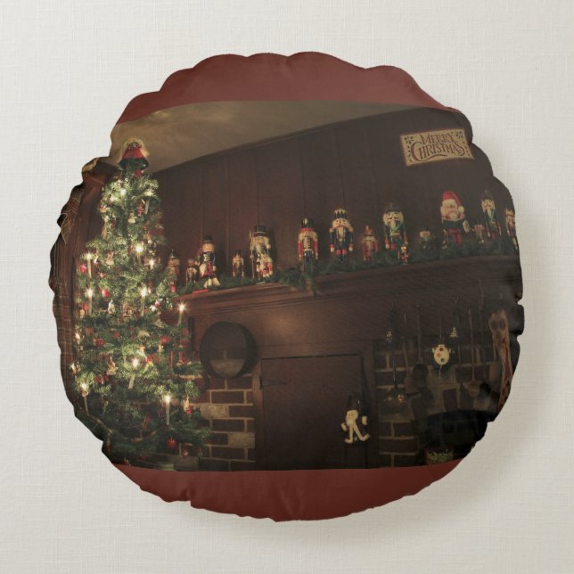 Coussins Ronds Noël de vacances rustique colonial primitif (Devant)