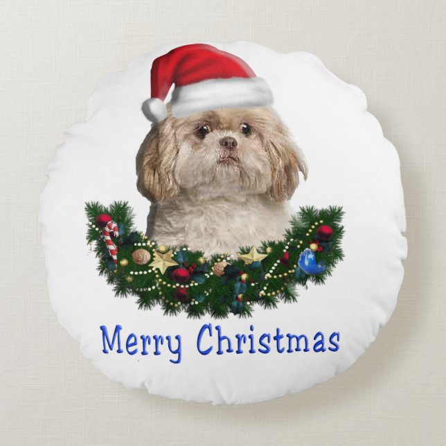 Coussins Ronds Noël des animaux (Devant)