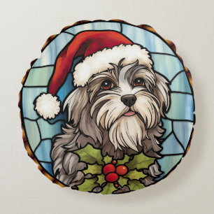 Coussins Ronds Noël en vitrail Havanais