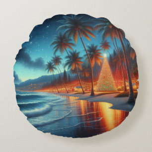 Coussins Ronds Noël hawaïen/tropical