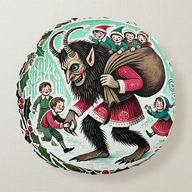 Coussins Ronds Noël Krampus (Devant)