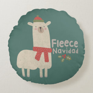 Coussins Ronds Noël Llama Pun : Fleece Navidad