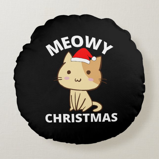 Coussins Ronds Noël Meowy (Devant)