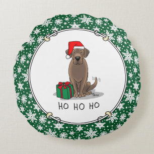 Coussins Ronds Noël Père Noël Chocolat Labrador Retriever Cute