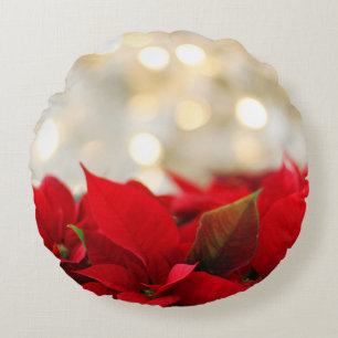 Coussins Ronds Noël Poinsettia