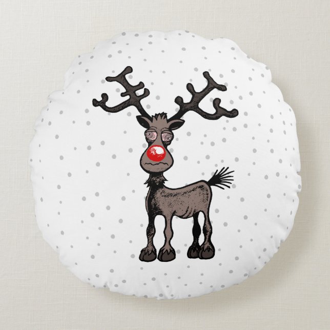 Coussins Ronds Noël stressant avec Rudolf (Devant)