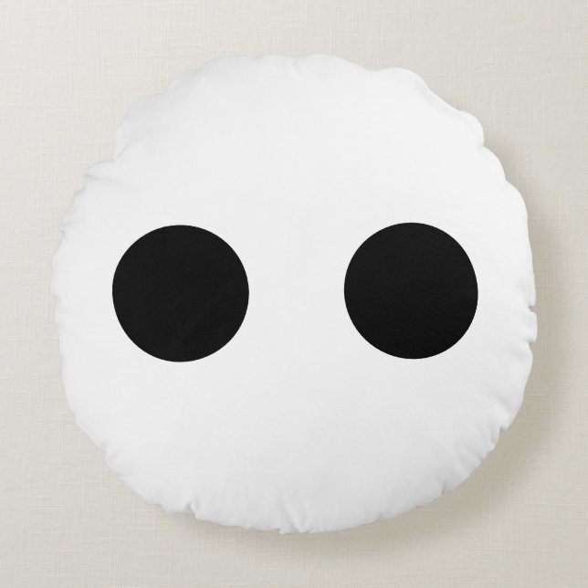 Coussins Ronds Noir Blanc Funny Mignonne Visage Yeux Cadeau éléga (Devant)