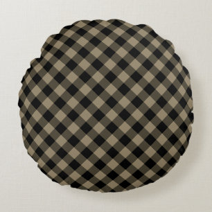 Coussins Ronds Noir et beige coché